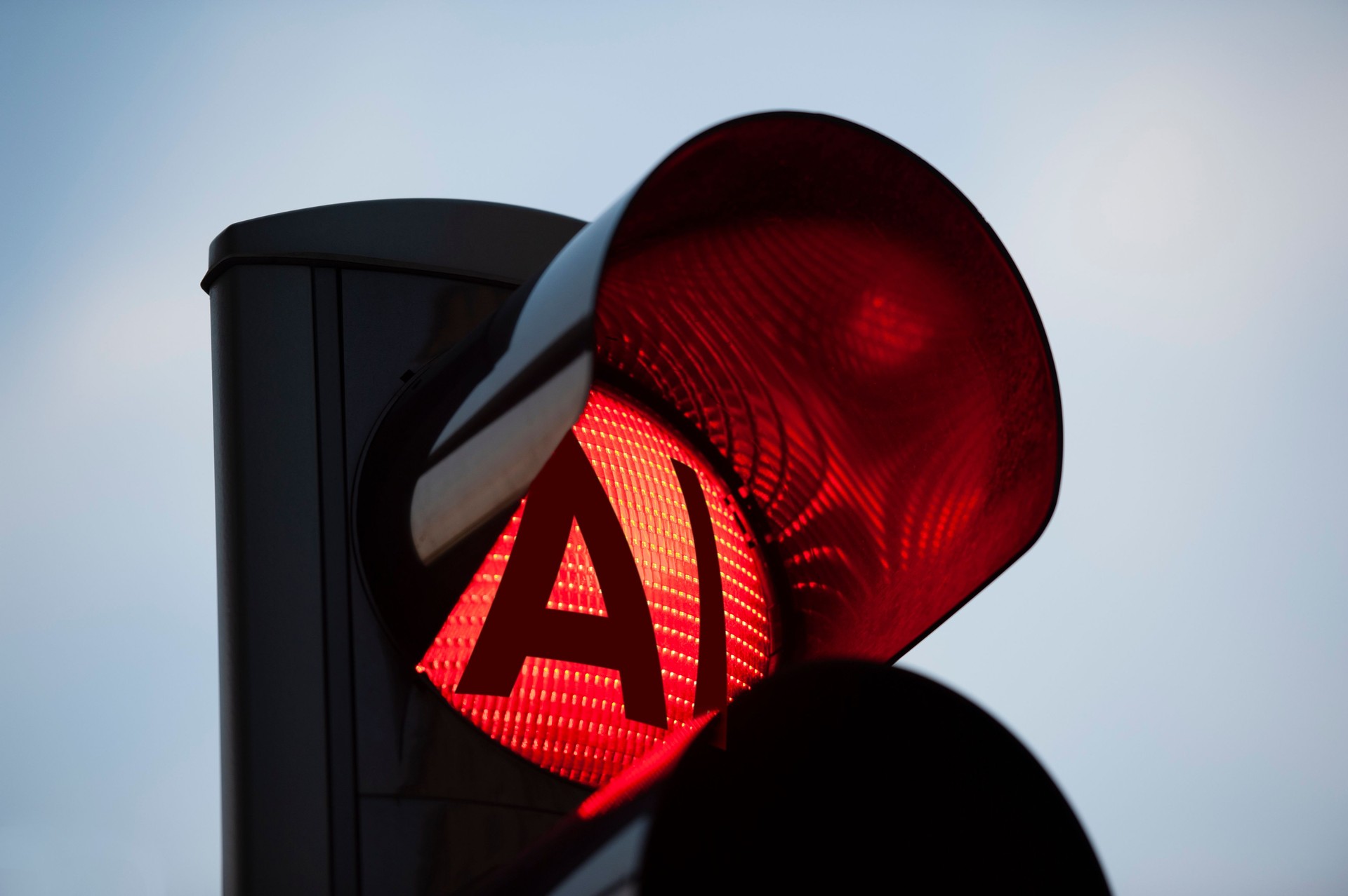 Artificial intelligence, AI, on traffic light